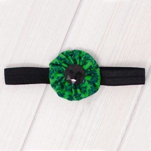 Green & Black Hair Bow & Headband Set